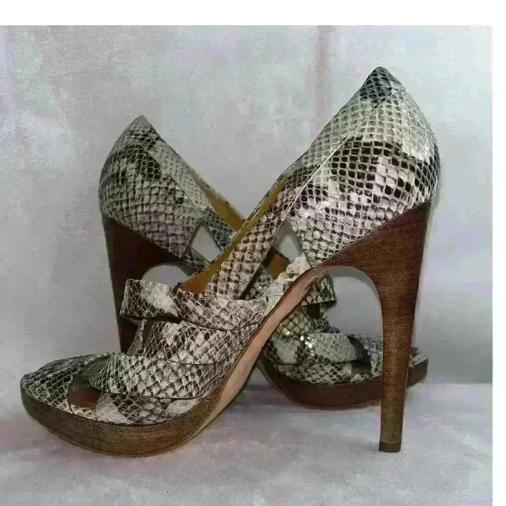 Michael Kors Exotic Snake Skin Strappy High Heels - Women's Size 10, 4.5" Heel